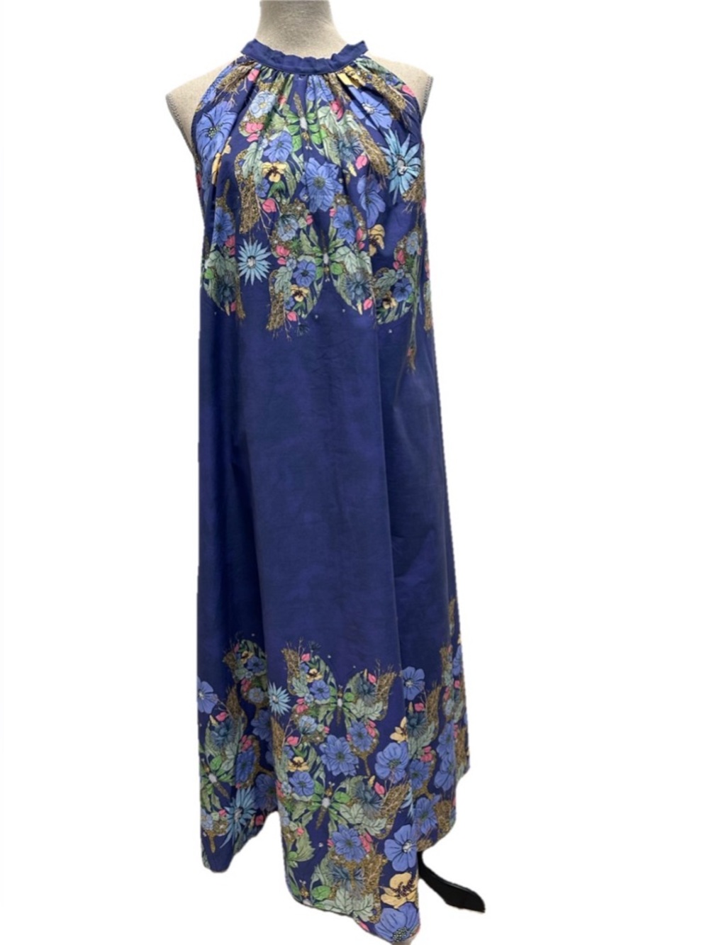 Magari NWT Halter Maxi Dress XL Blue Floral Boho Party